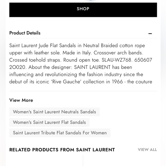 SAINT LAURENT Jude Flat Sandals In Neutral - Ecru 39 - Picture 3 of 9